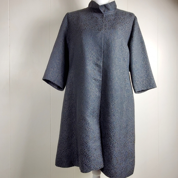 Eileen Fisher silk blend cheetah print  3/4 sleeve pea coat size medium - Picture 2 of 11